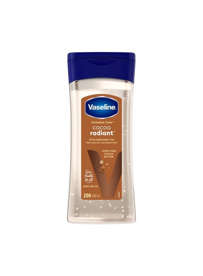 Vaseline Intensive Care Cocoa Radiant Vitalizing Body Oil With 100% Pure Cocoa Butter & Replenishing Oils For Long-Lasting Radiant Glow| Non-Greasy Body Gel Oil for Healthy & Glowing Skin| 200 ml - Image 1